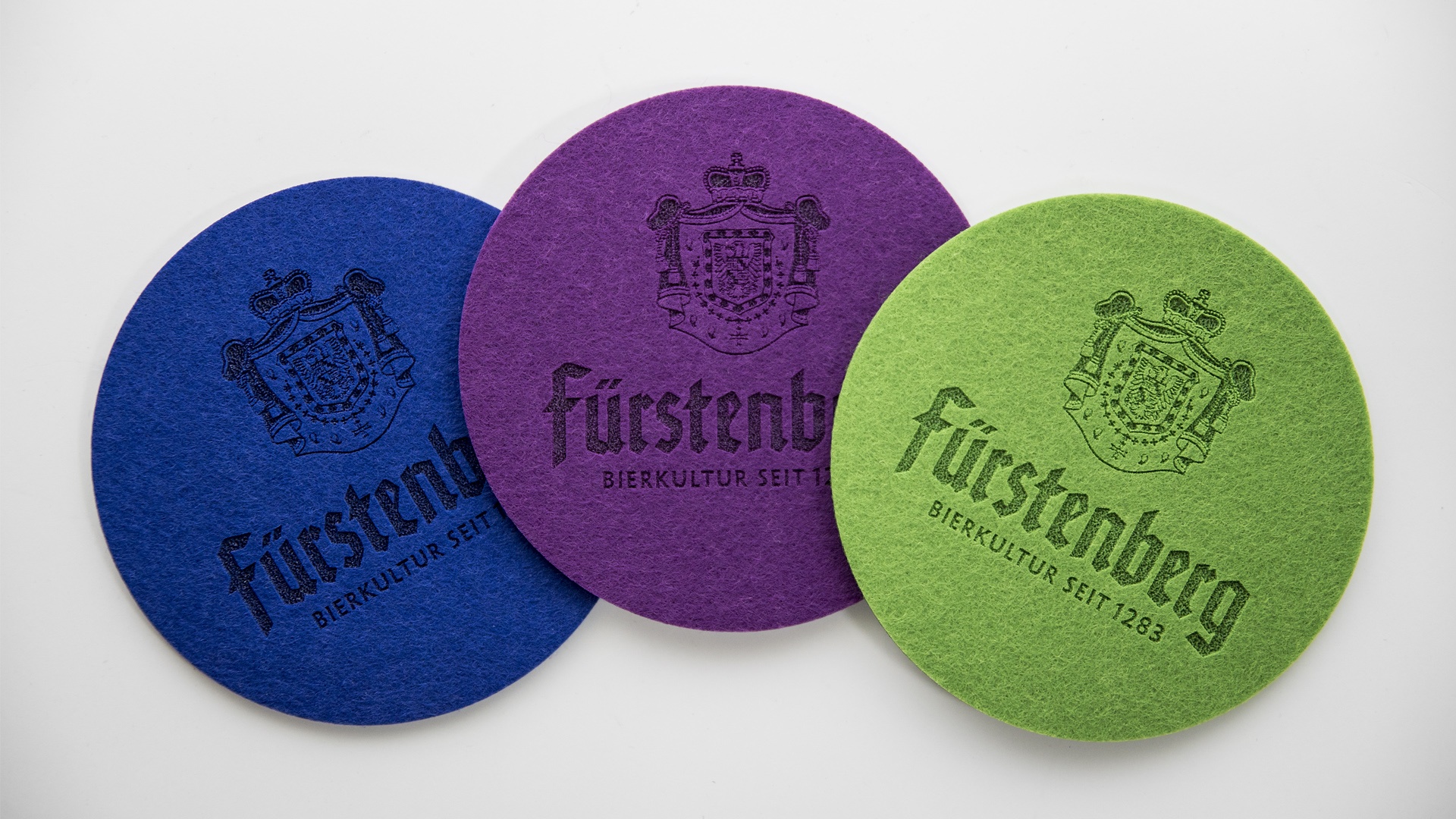 Fürstenberg Filz Untersetzer Felt Coaster Beer Bier Eco friendly promotion give away merchandise gift logo laser engraving